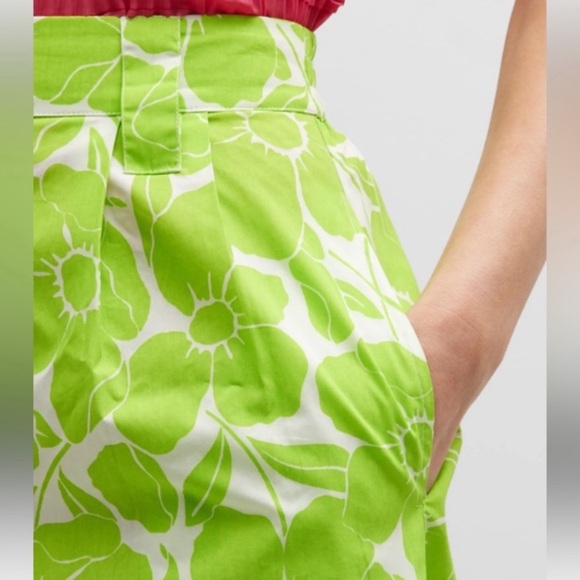 Essentiel Antwerp Anthropologie Wide Leg Pants Green/White Floral Print SZ 2 - Picture 9 of 9